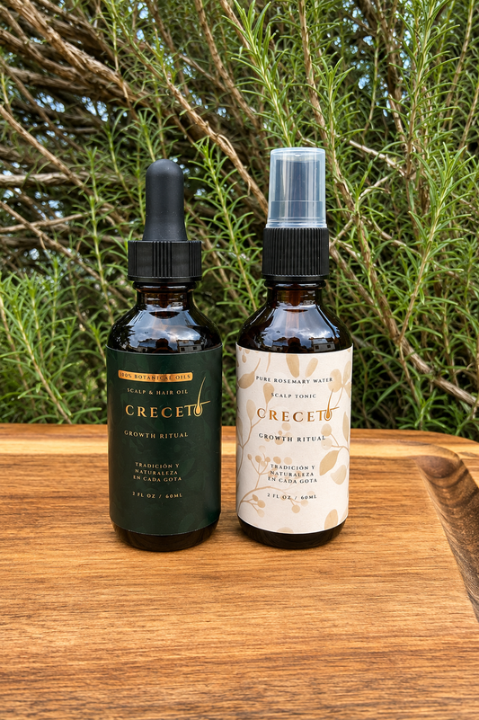 Traditional Hair Growth Ritual Kit - Hair Growth Oil + Rosemary, Cinnamon & Clove Botanical Infusion